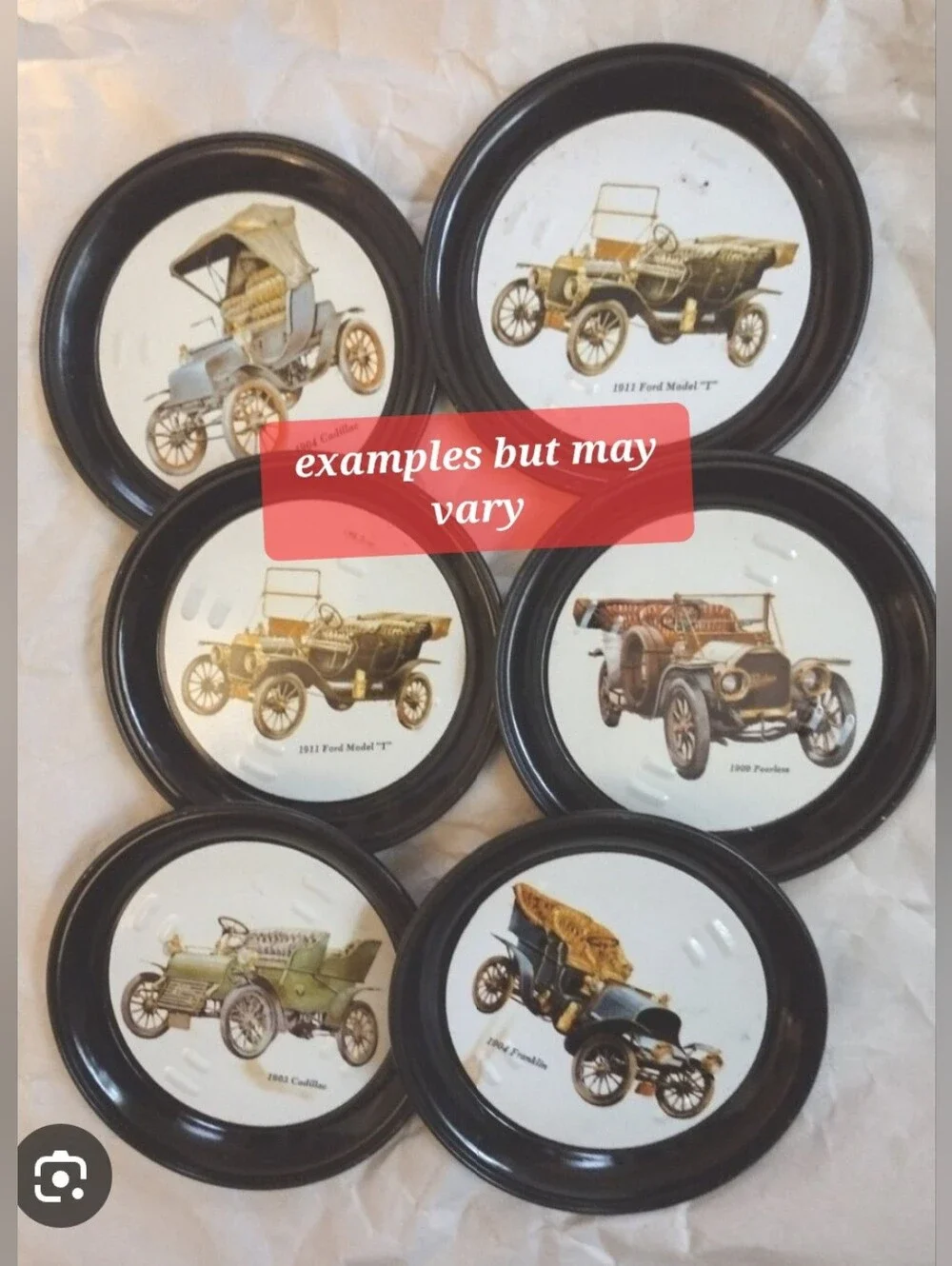 Vintage Classic Car Metal Coasters Sealed 8 Pc Set Model T Cadillac Peerless NOS